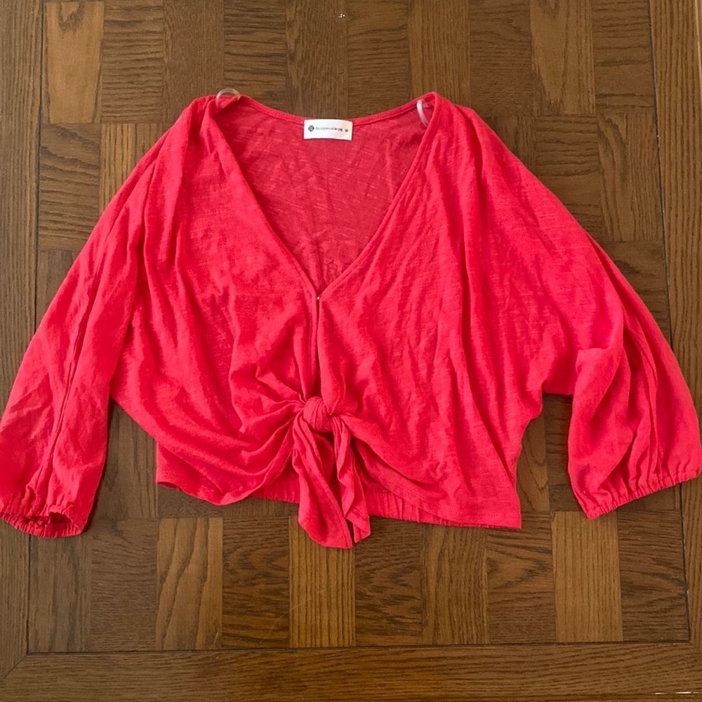Red Front Tie Blouse